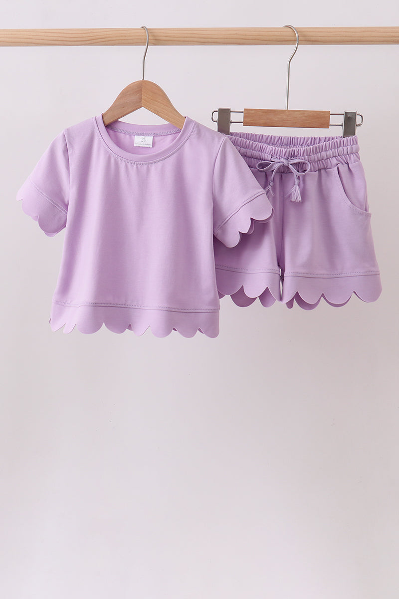 Lavender Scalloped Mom & Me Shorts Set