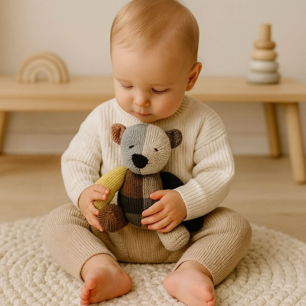 Wool Knit Buddy  | Dee the Patchwork Bear